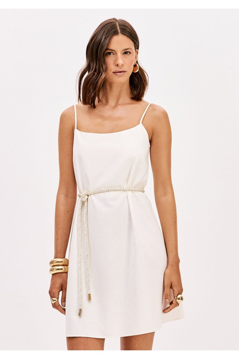 Vestido Curto De Alças Com Cinto