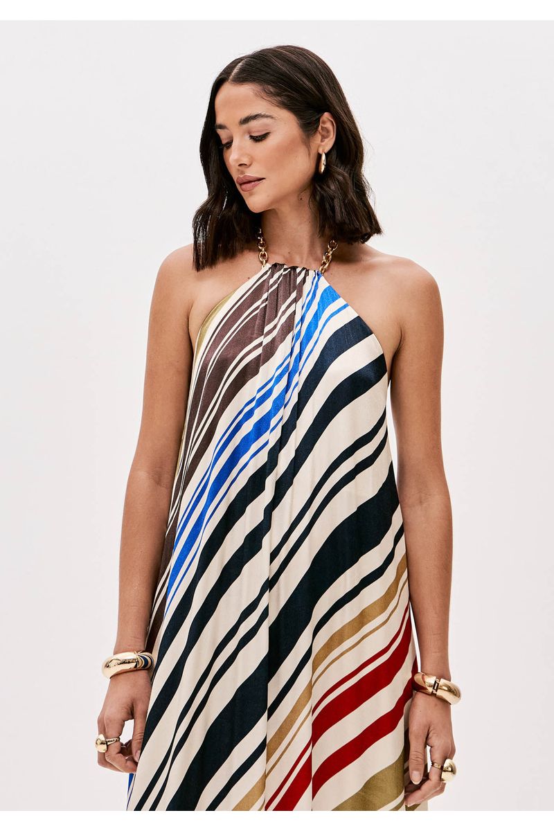 Vestido Super Midi Estampado Frente Única