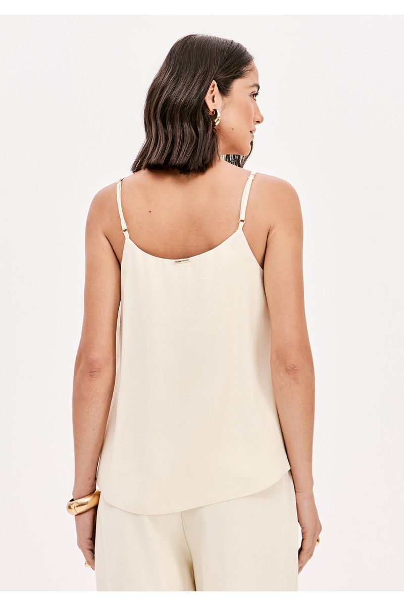 Blusa Curta De Alças Finas Com Aviamento