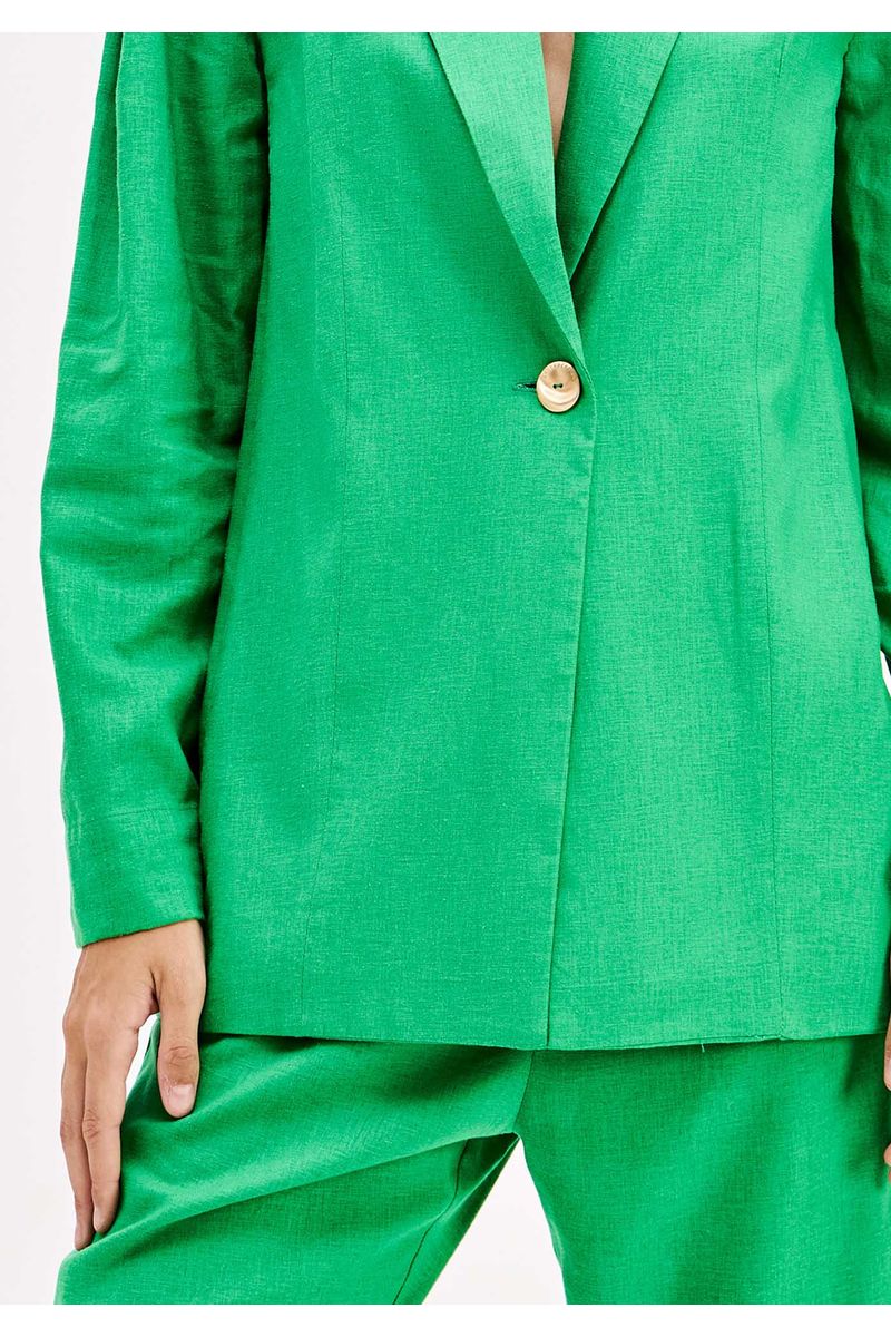 Blazer Alongado Com Linho E Botão