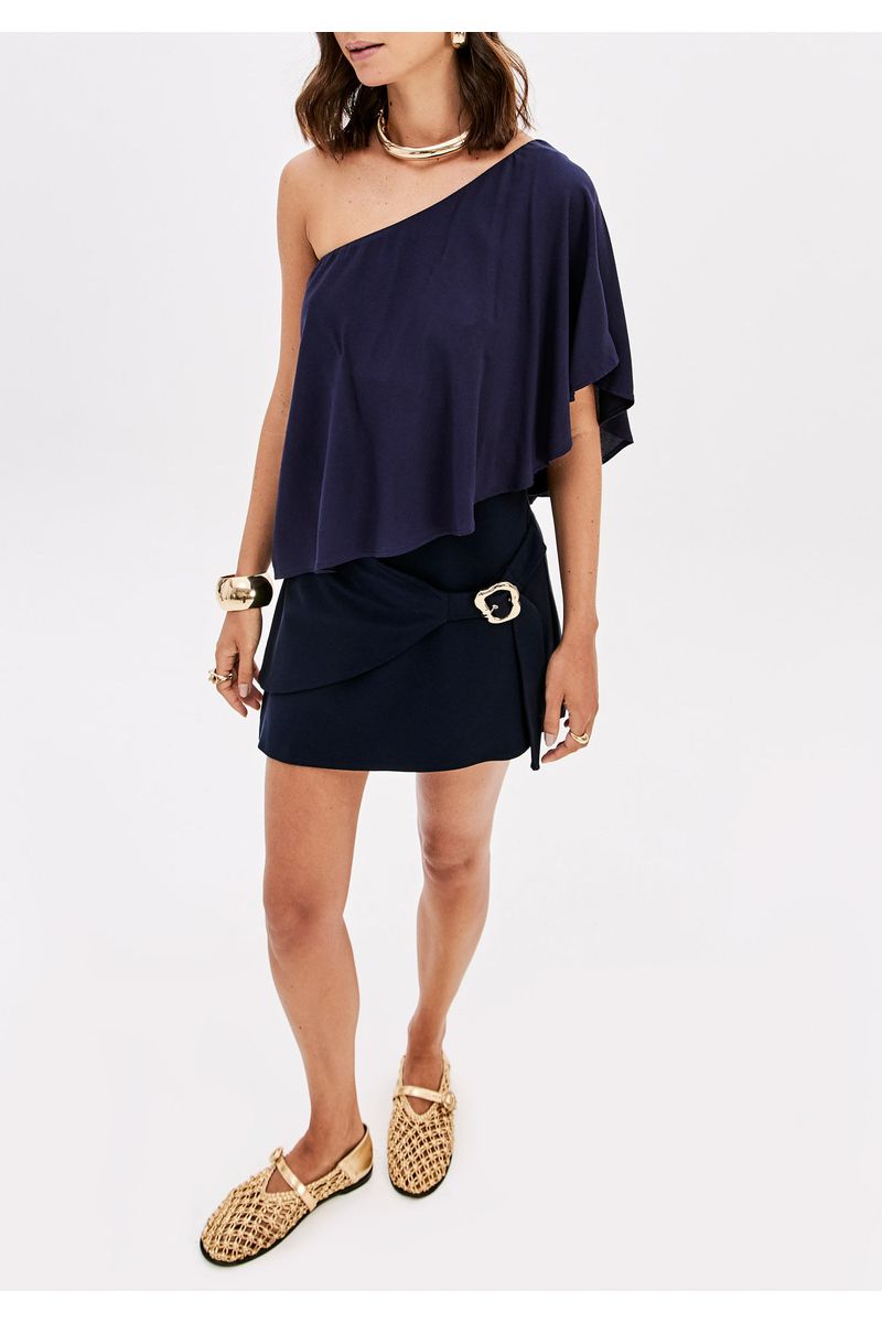 Blusa Ombro Único Com Babado