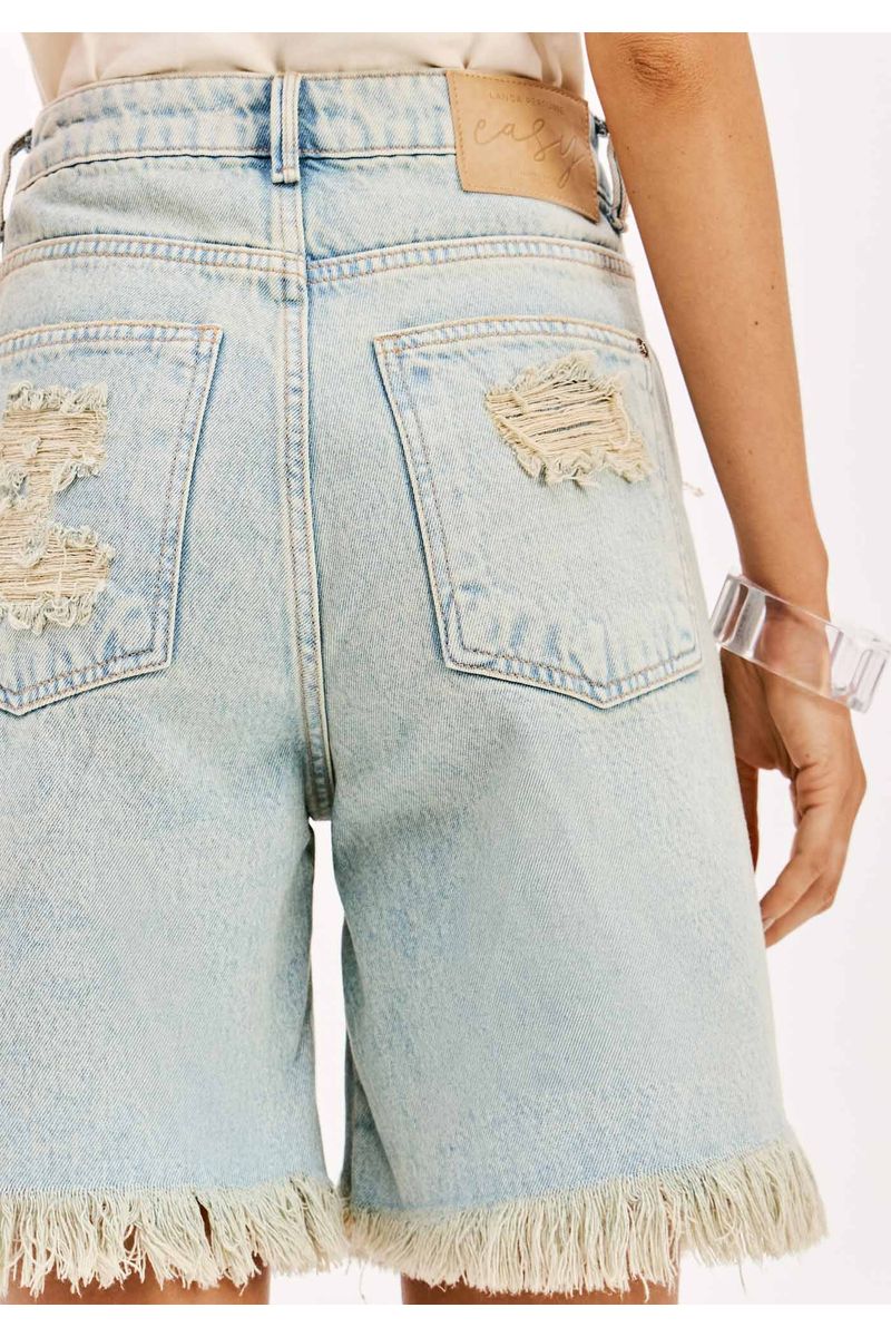 Bermuda Jeans Boyfriend Cintura Alta