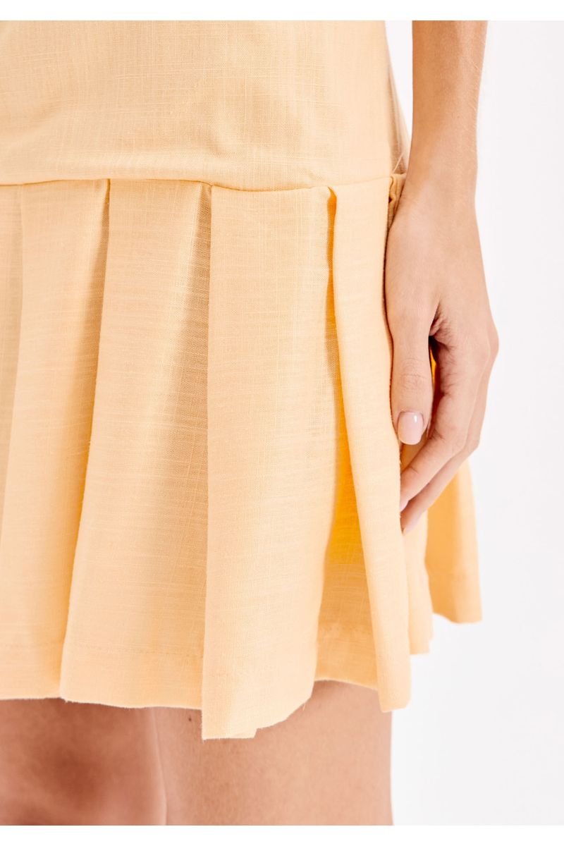 Vestido Curto De Alça Com Linho