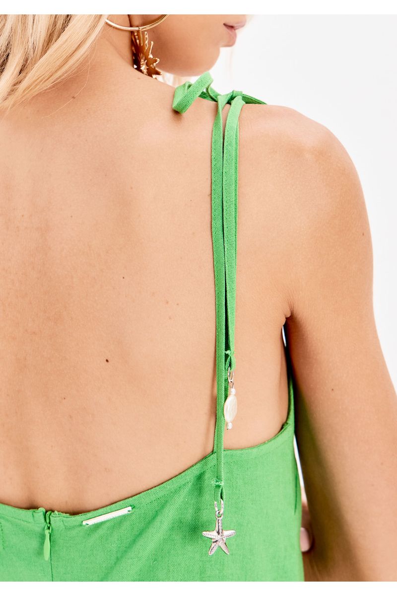 Vestido Super Midi De Alça Com Linho