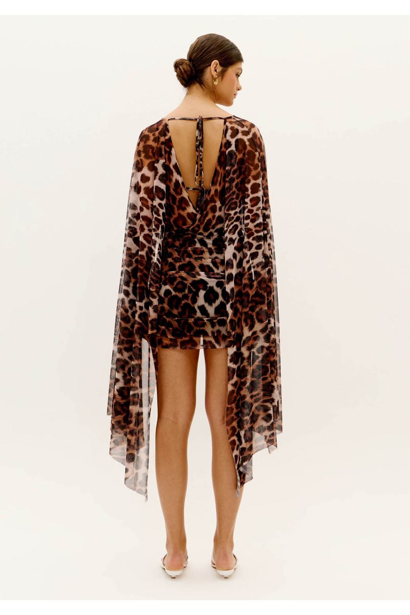 Vestido Curto Manga Longa Estampado Com Top