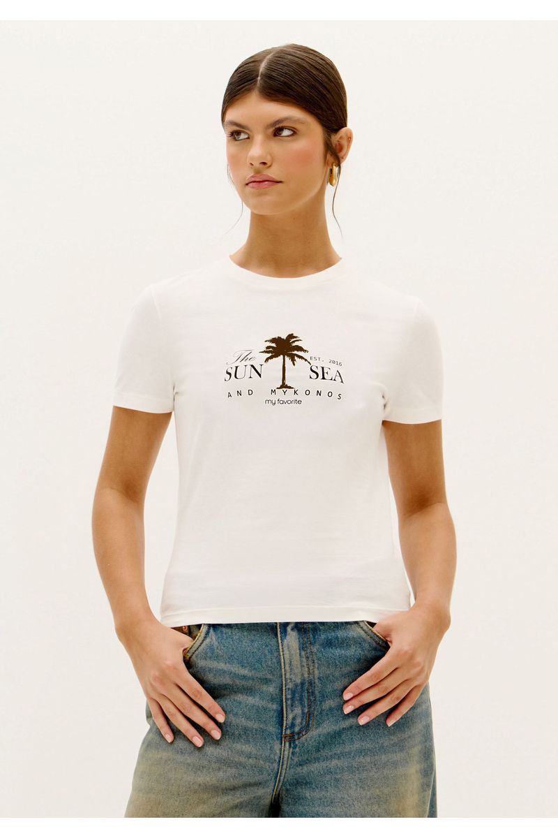 T-Shirt Baby Look Manga Curta