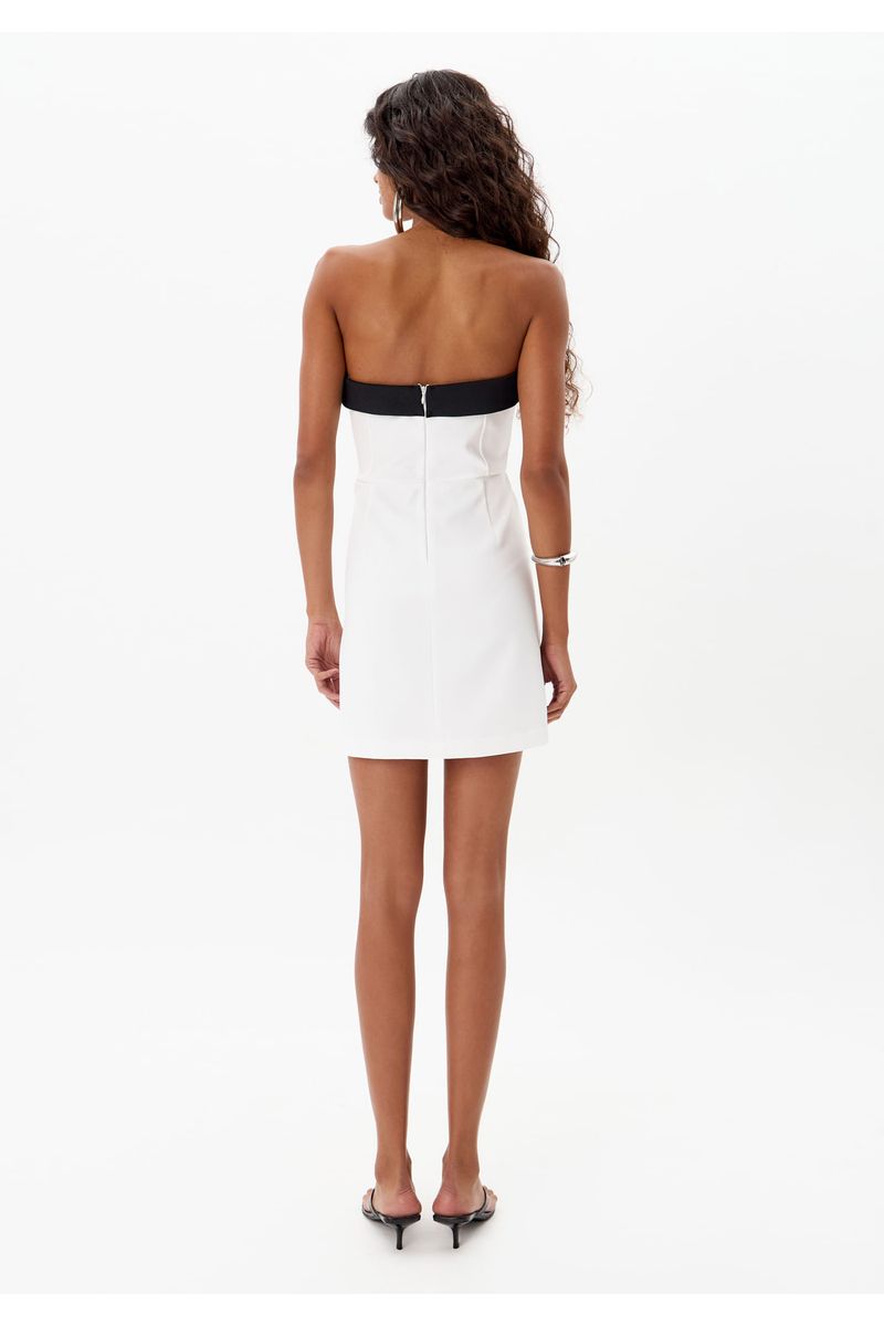Vestido Curto Sem Alças Bicolor