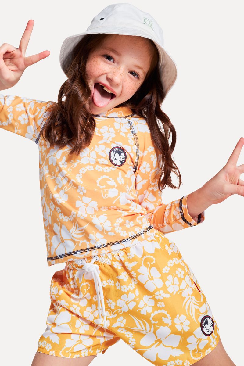 Camiseta Mini Manga Longa Uv Hibisco
