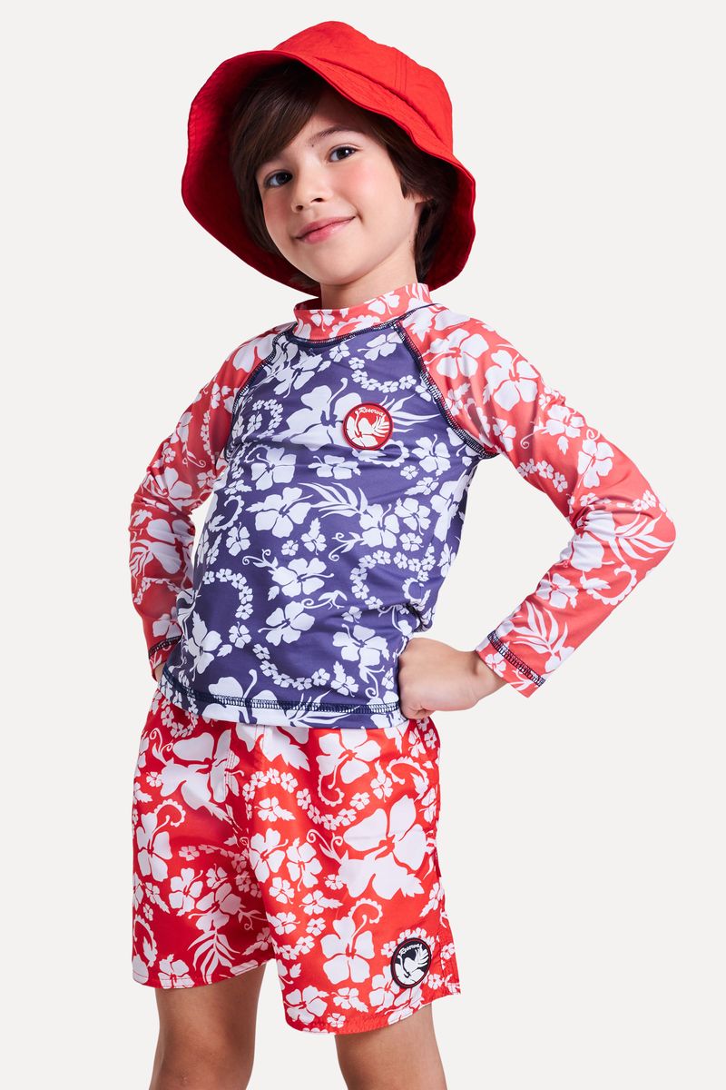 Camiseta Mini Manga Longa Uv Hibisco