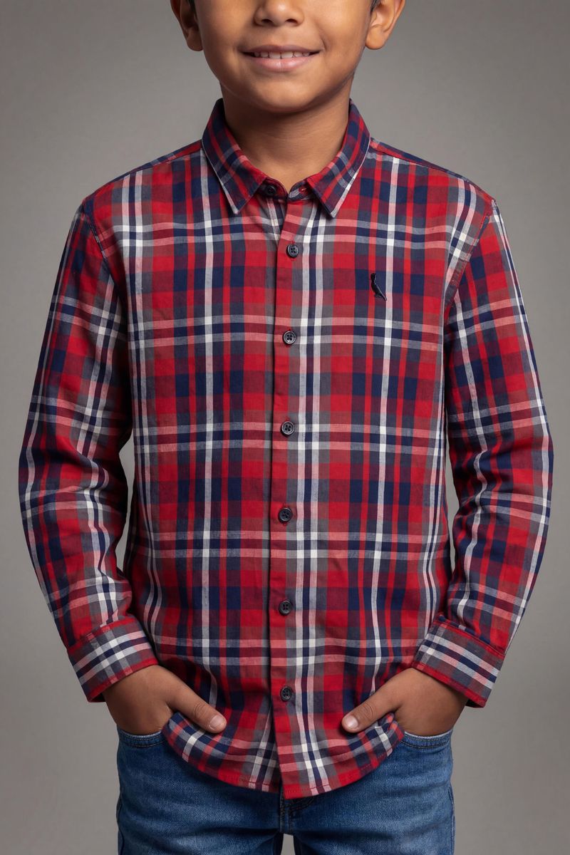 Camisa Mini Ml Xadrez Pula Fogueira