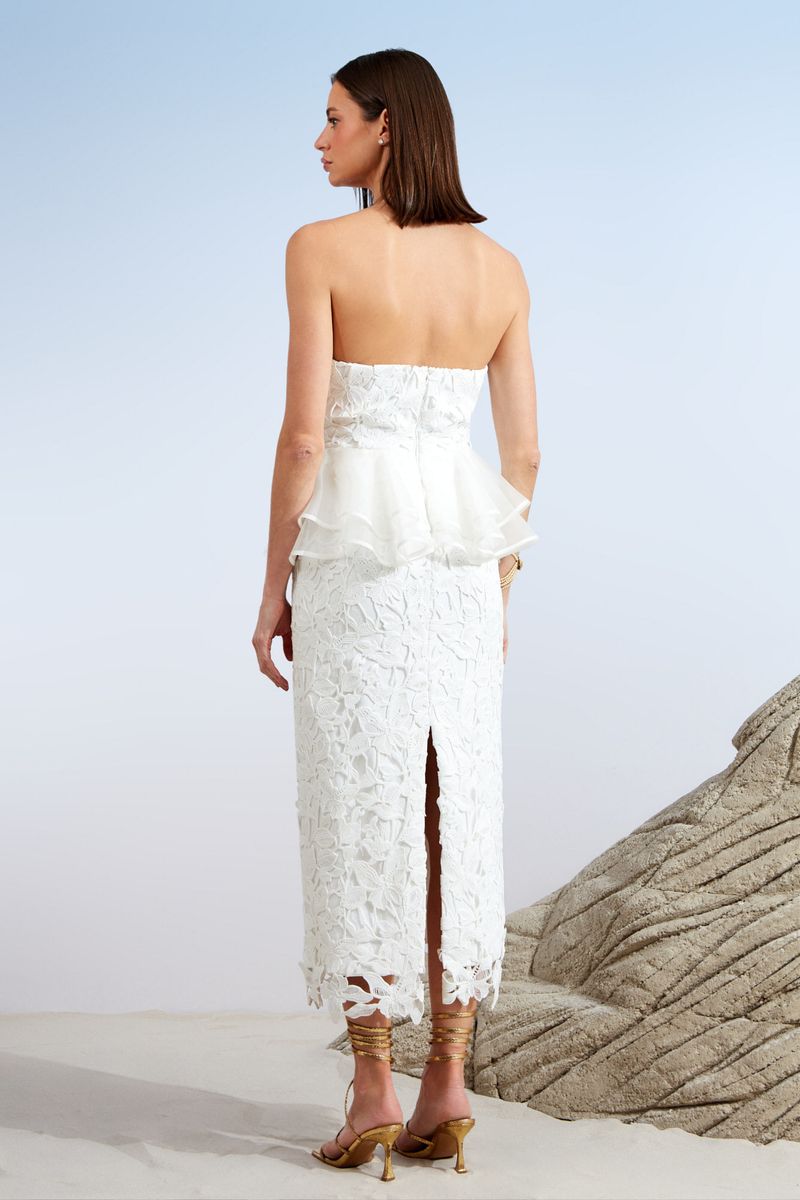 VESTIDO MIDI BASQUE GUIPURE BEL