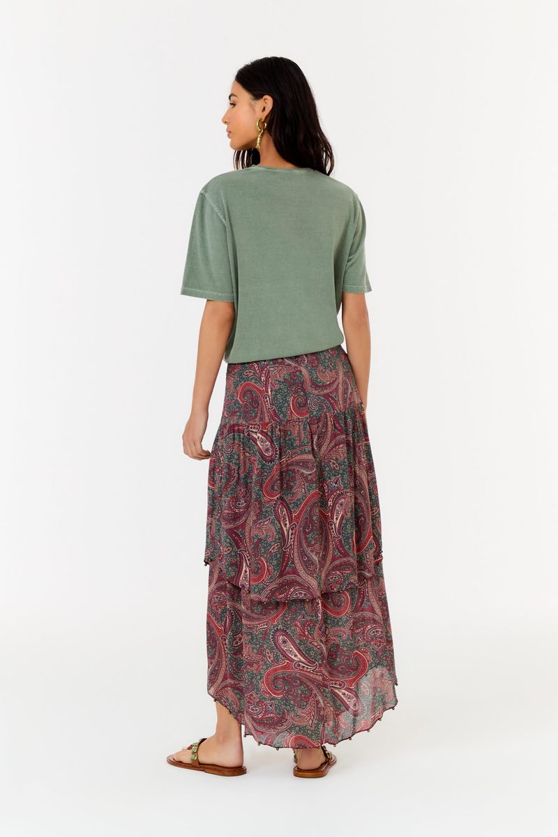 Saia Midi Ggt Estampa Pashmina