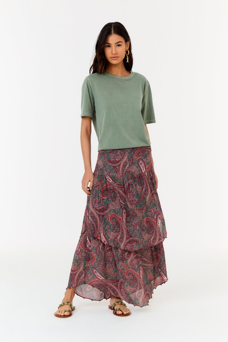 Saia Midi Ggt Estampa Pashmina