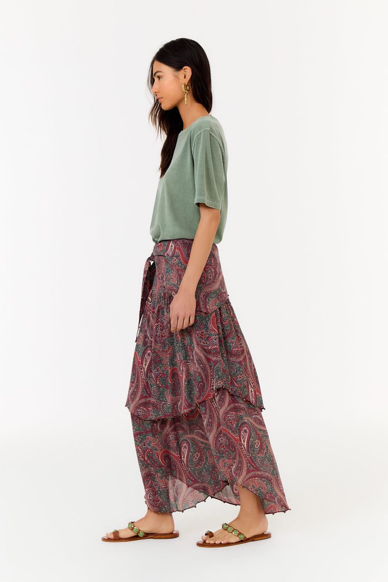 Saia Midi Ggt Estampa Pashmina