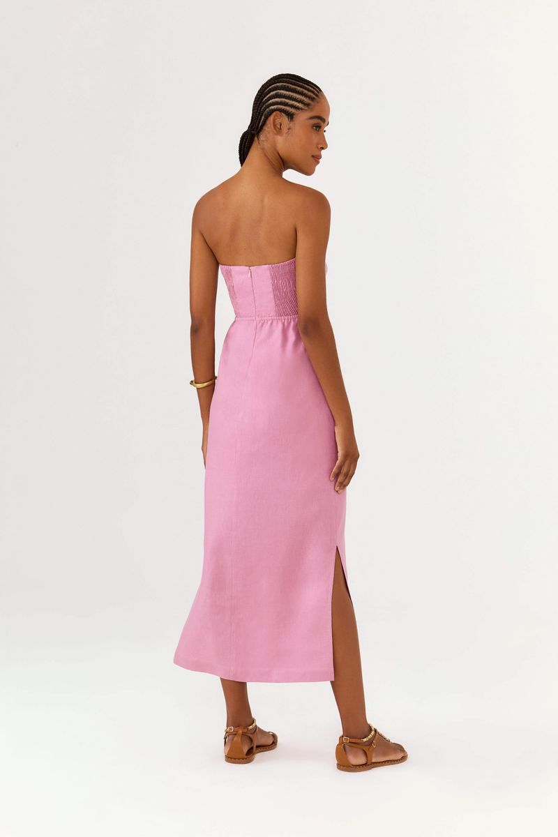 Vestido Midi Linho Sem Alça