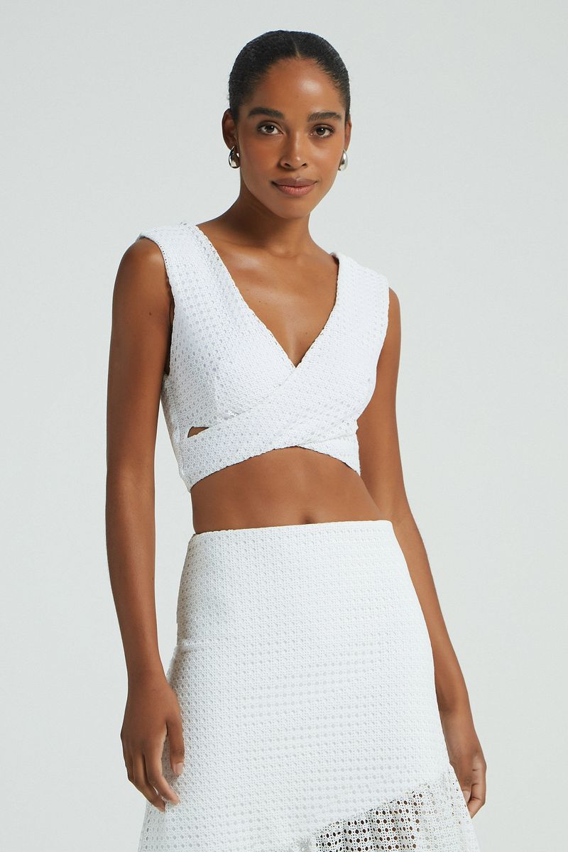 CROPPED RENDA CROCHET-BRANCO
