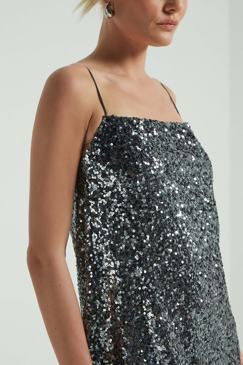 VESTIDO CURTO PAETES - PRATA