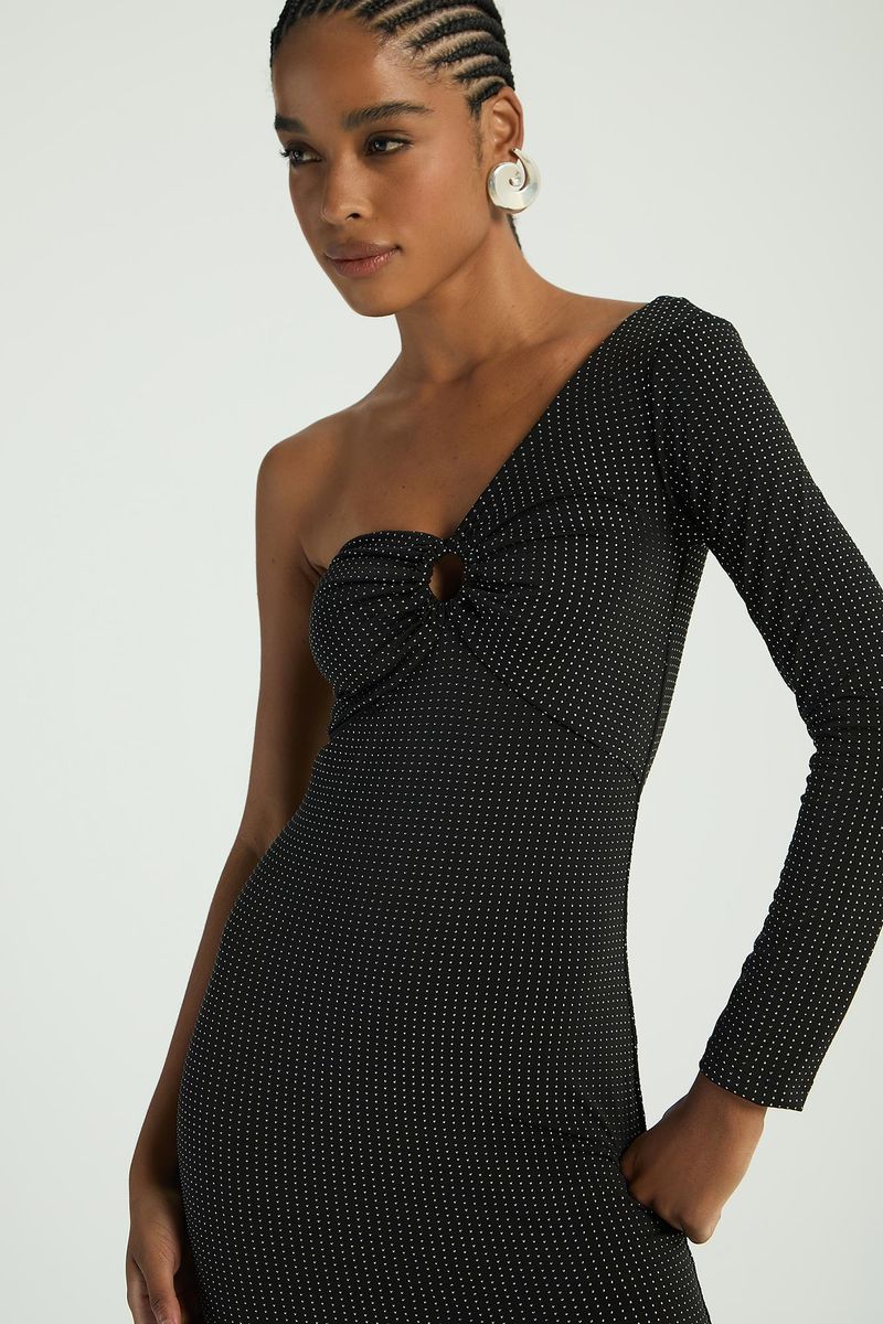 VESTIDO CURTO COM ARGOLA - PRETO/PRATA