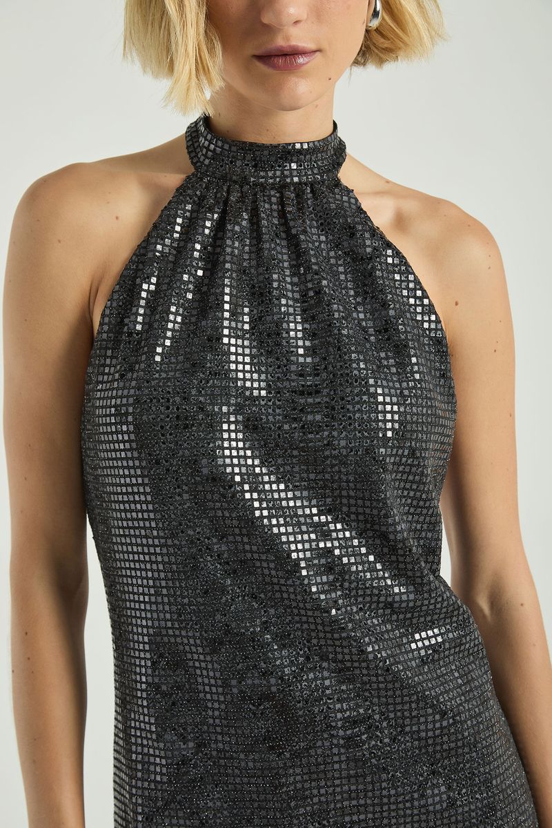 VESTIDO FRENTE ÚNICA DEGAGÊ-PRETO