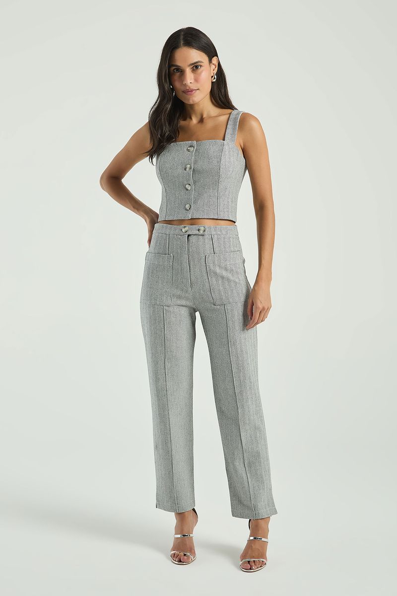CROPPED CHEVRON BOTÕES-CINZA