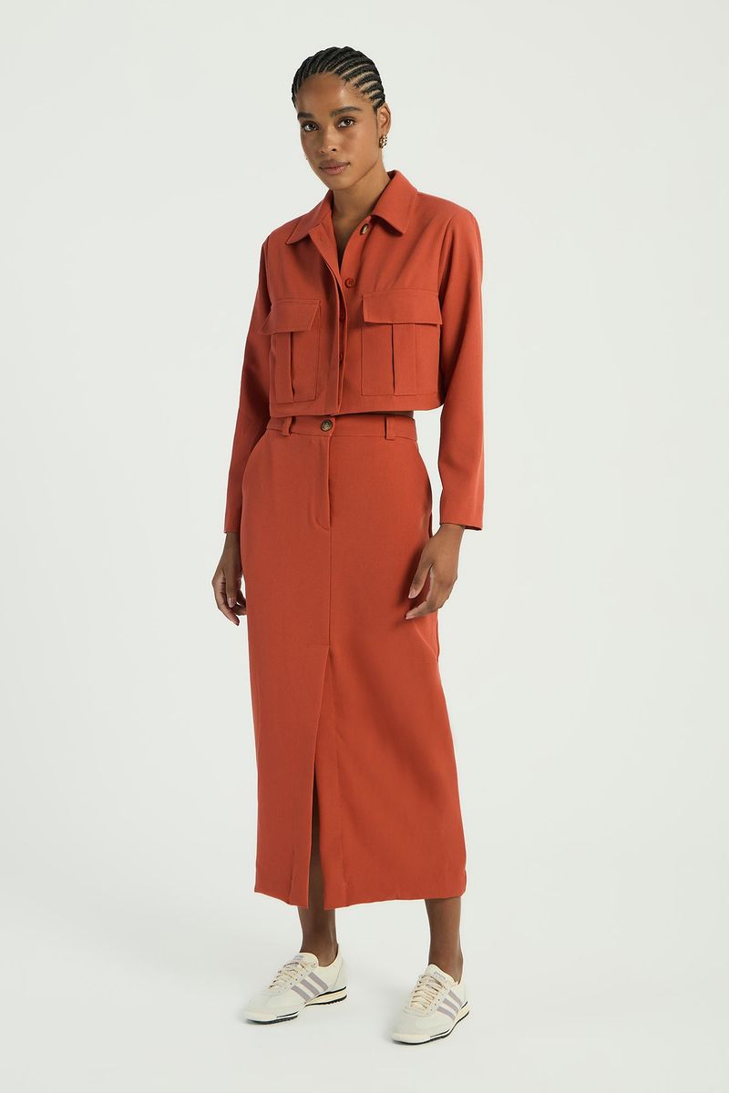 JAQUETA CROPPED - PECAN