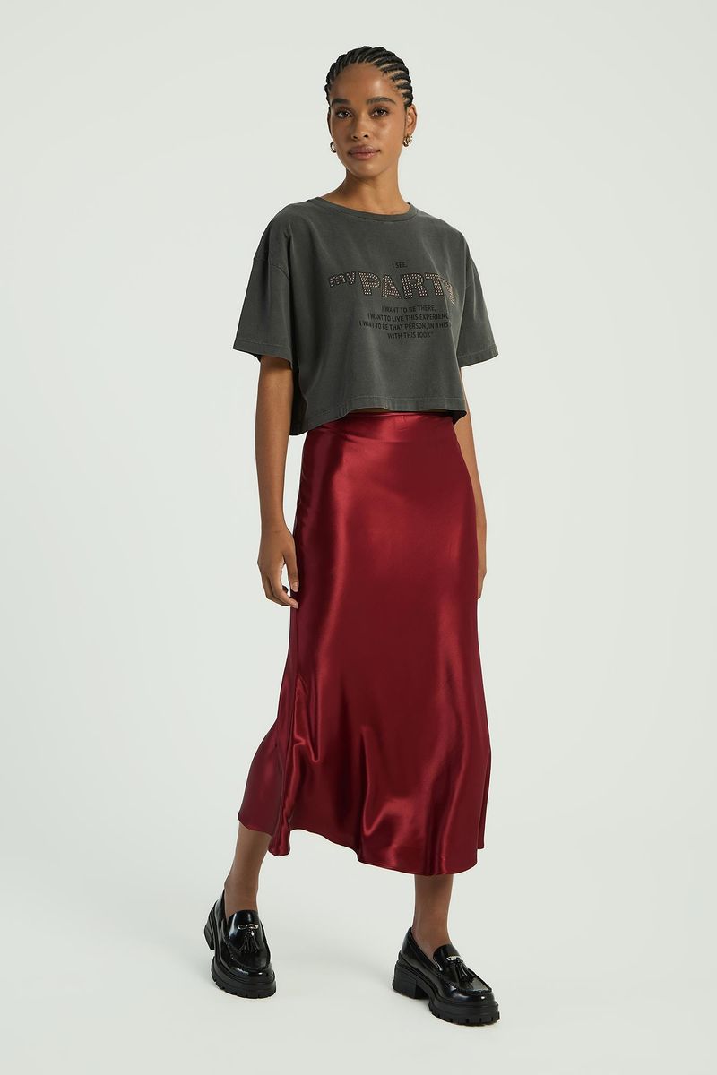 T-SHIRT COM SILK MY PARTY - PRETO