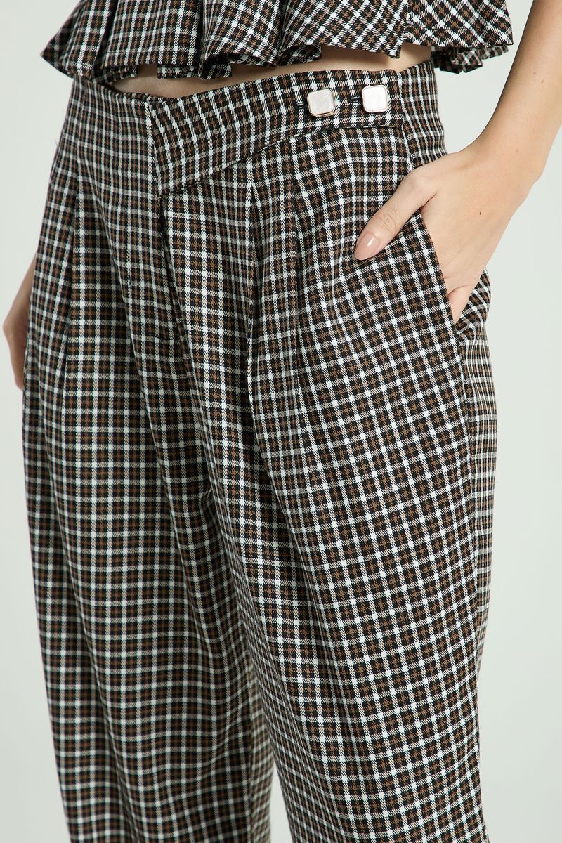 CALÇA MINI XADREZ 2 BOTÕES-PRETO