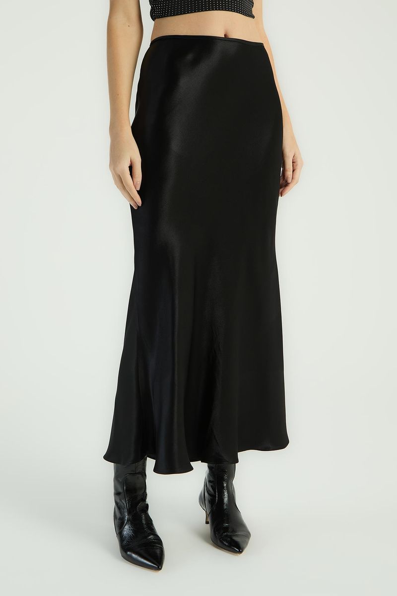 SAIA MIDI EM CETIM - PRETO