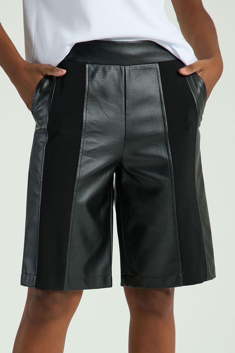 BERMUDA MIX COURO-PRETO