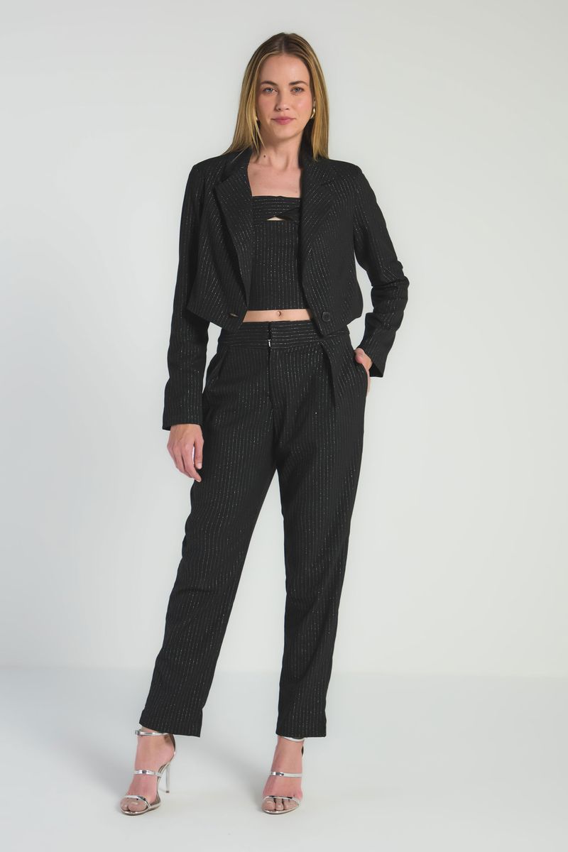SPENCER DE RISCA DE GIZ COM LUREX - PRETO