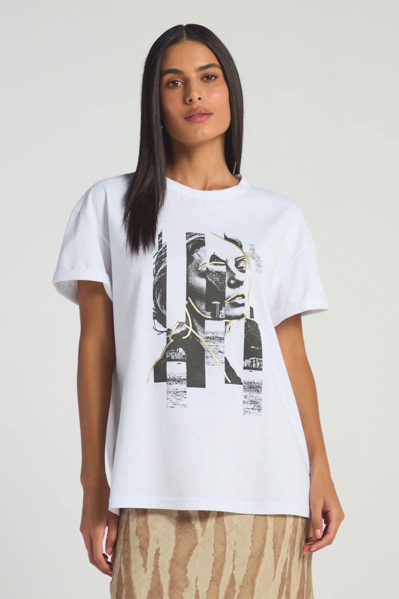 T-SHIRT COM SILK - BRANCO