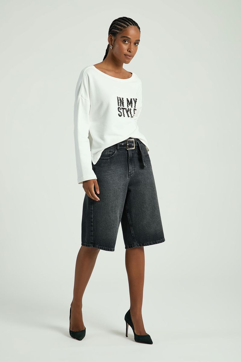 BLUSA MALHÃO COM SILK-OFF WHITE