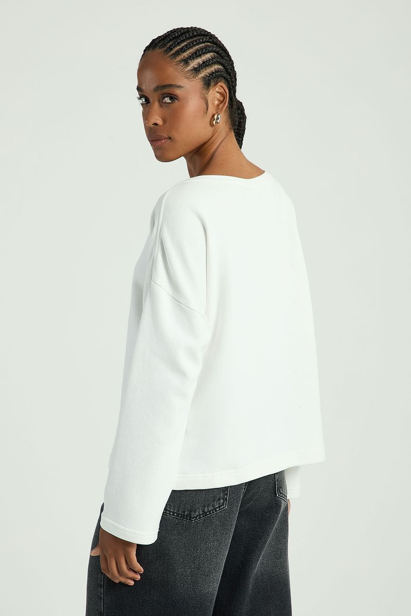 BLUSA MALHÃO COM SILK-OFF WHITE