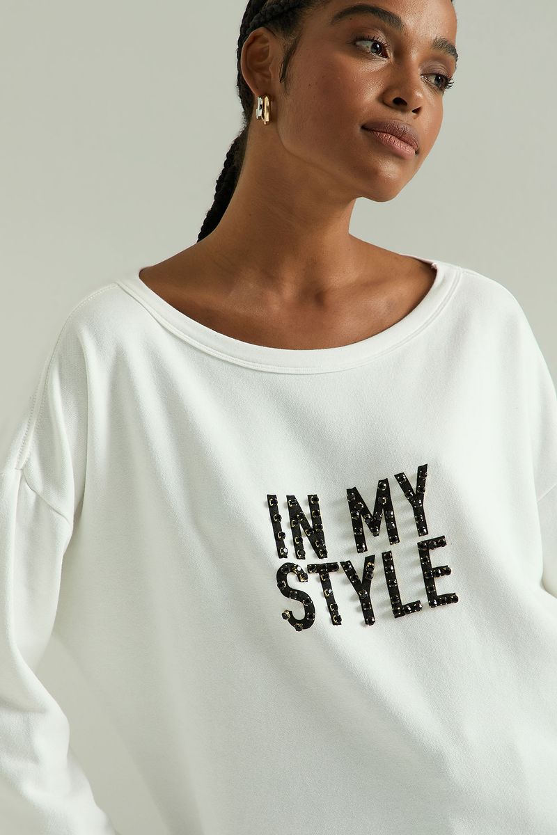 BLUSA MALHÃO COM SILK-OFF WHITE