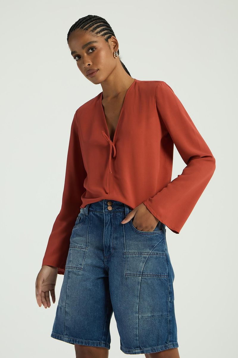 BLUSA COM AMARRAÇÃO - PECAN