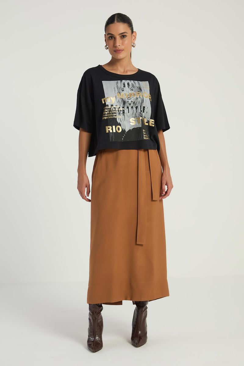 T-SHIRT COM SILK MIRROR - PRETO