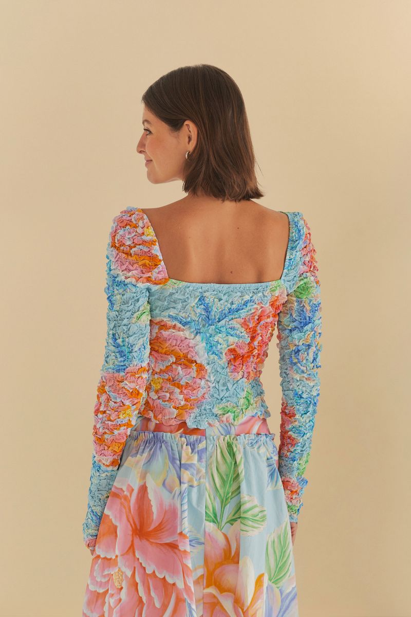 Blusa Mangas Estampada Floral Sofia