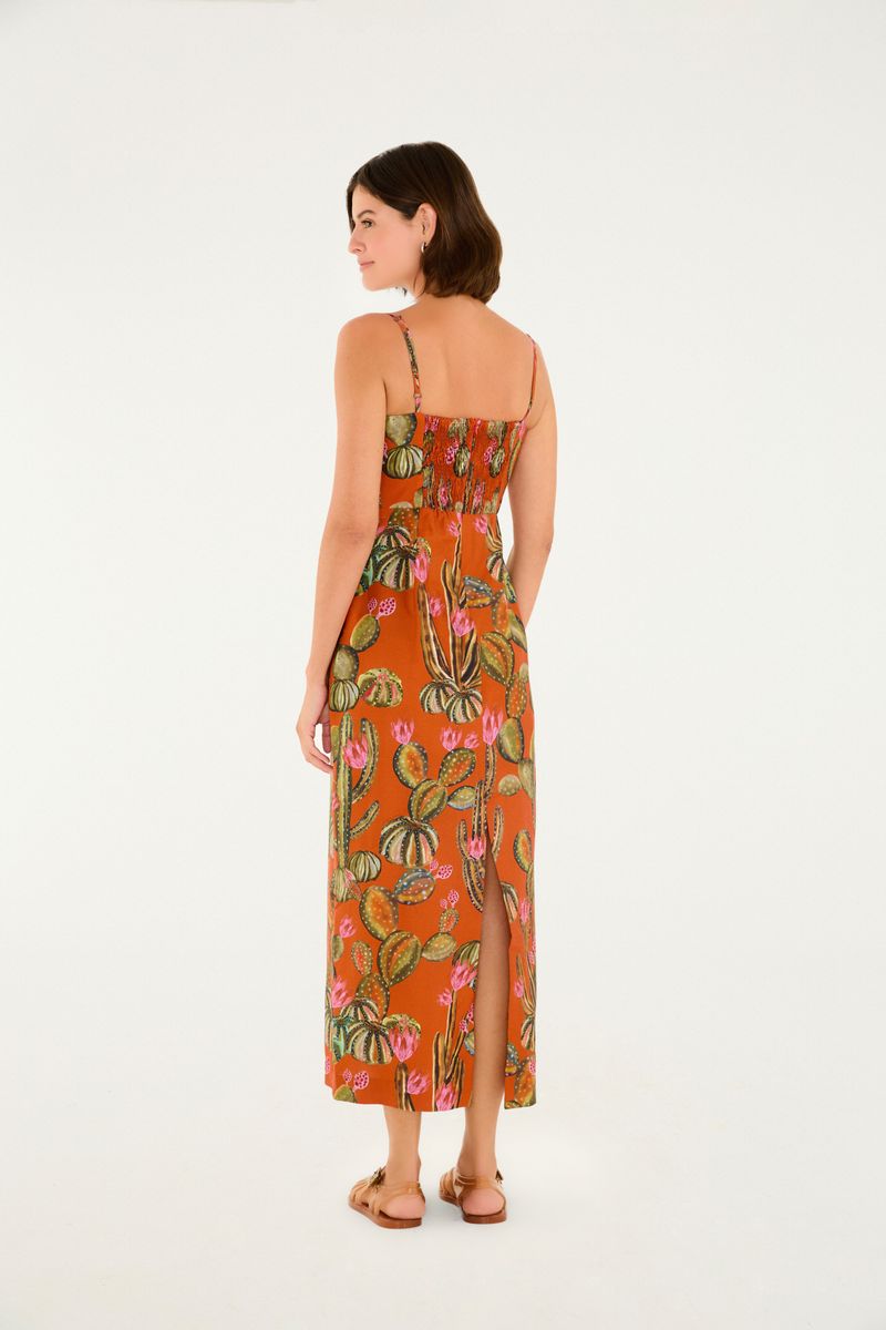 Vestido Reto Estampado Cactus