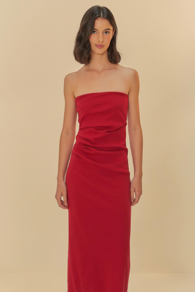 Vestido Sem Alça Pregas