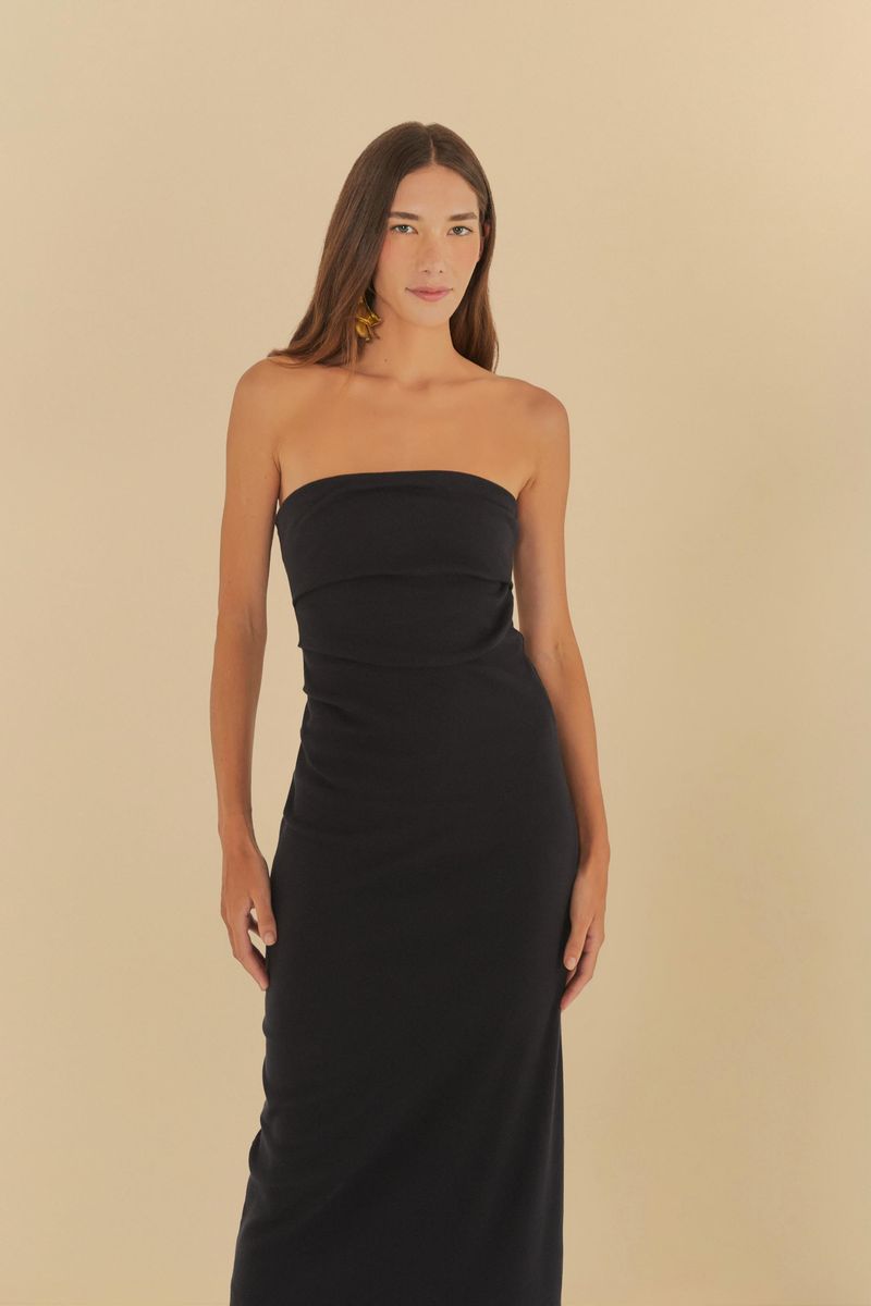 Vestido Sem Alça Pregas