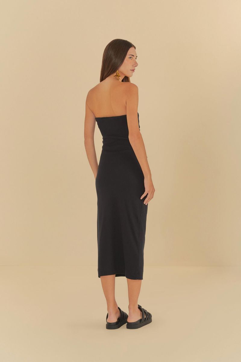 Vestido Sem Alça Pregas