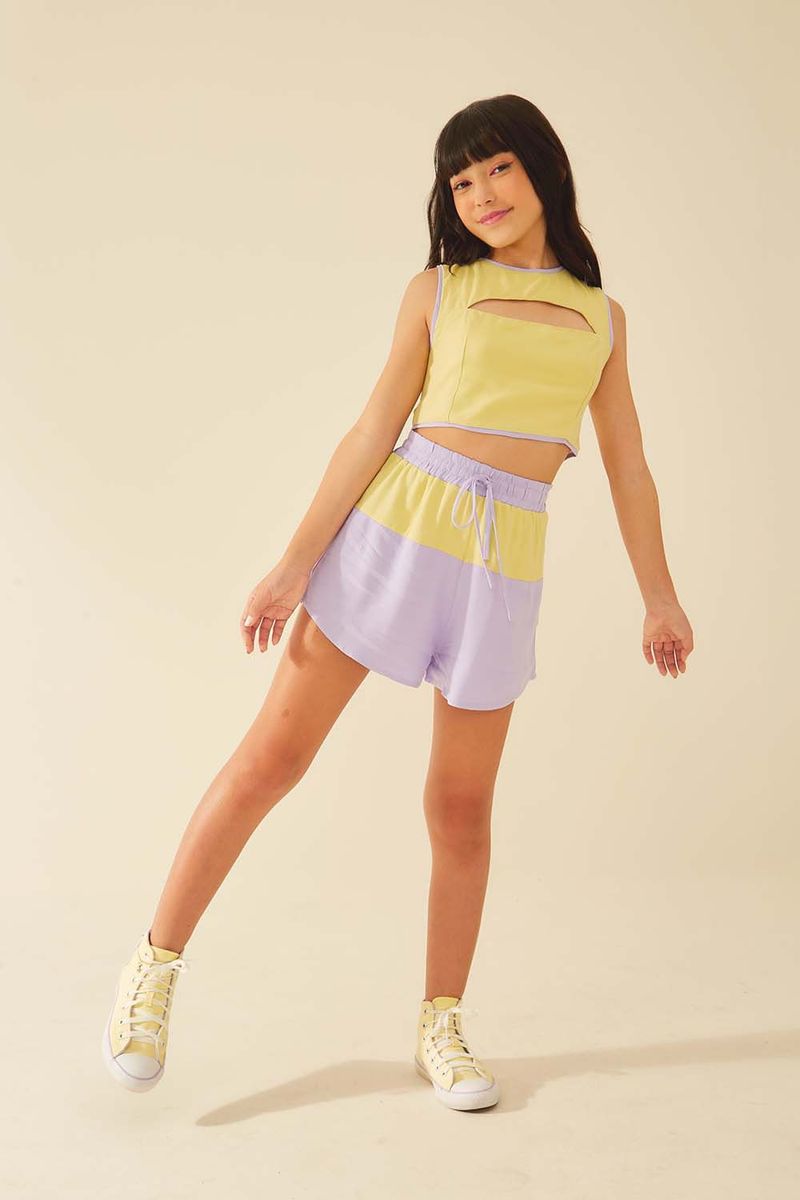 Short Bicolor Sport - Lilas Alfazema