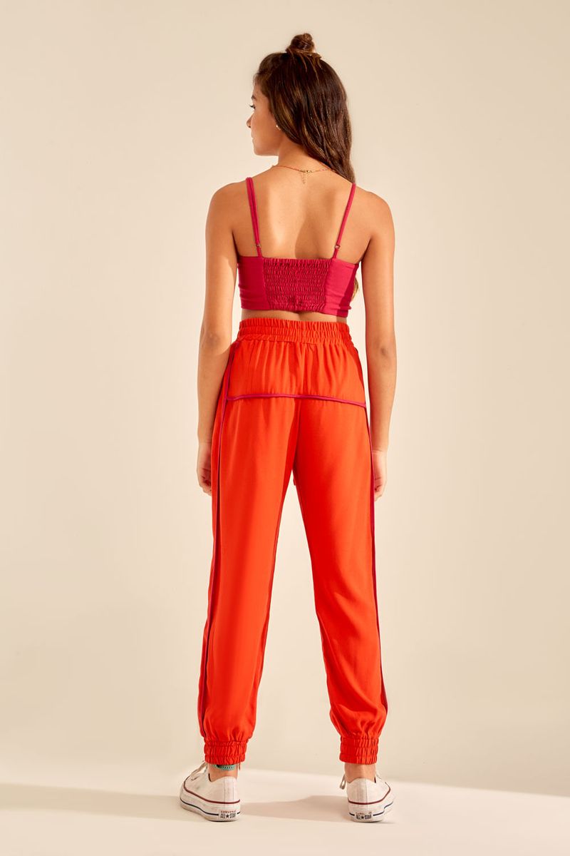 Calça Jogging Contraste - Vermelho Pitanga