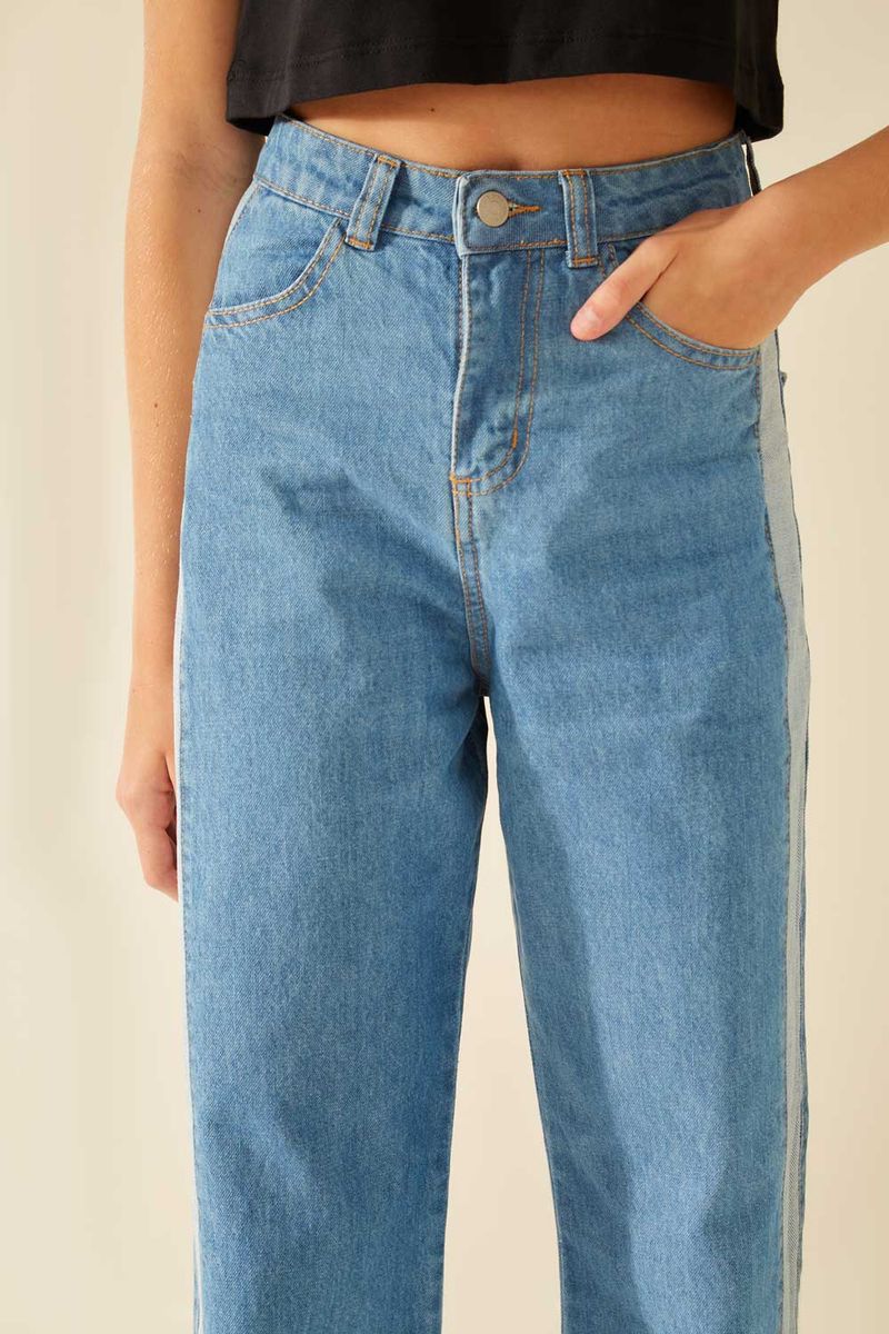 Calça Jeans Lateral Invertida - Jeans