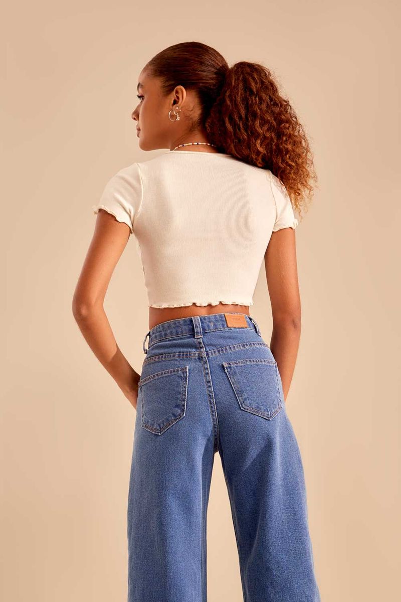Blusa Canelada Franzido - Off White
