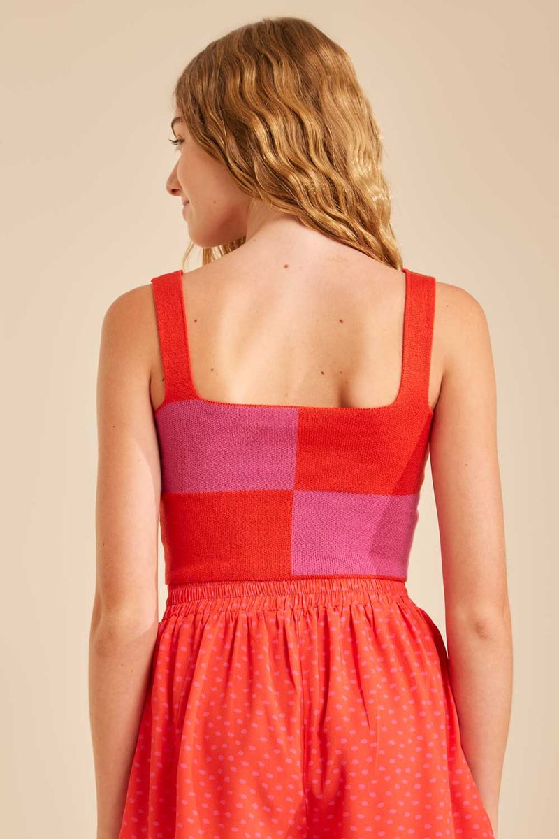 Cropped Tricot Reto Bicolor - Vermelho High