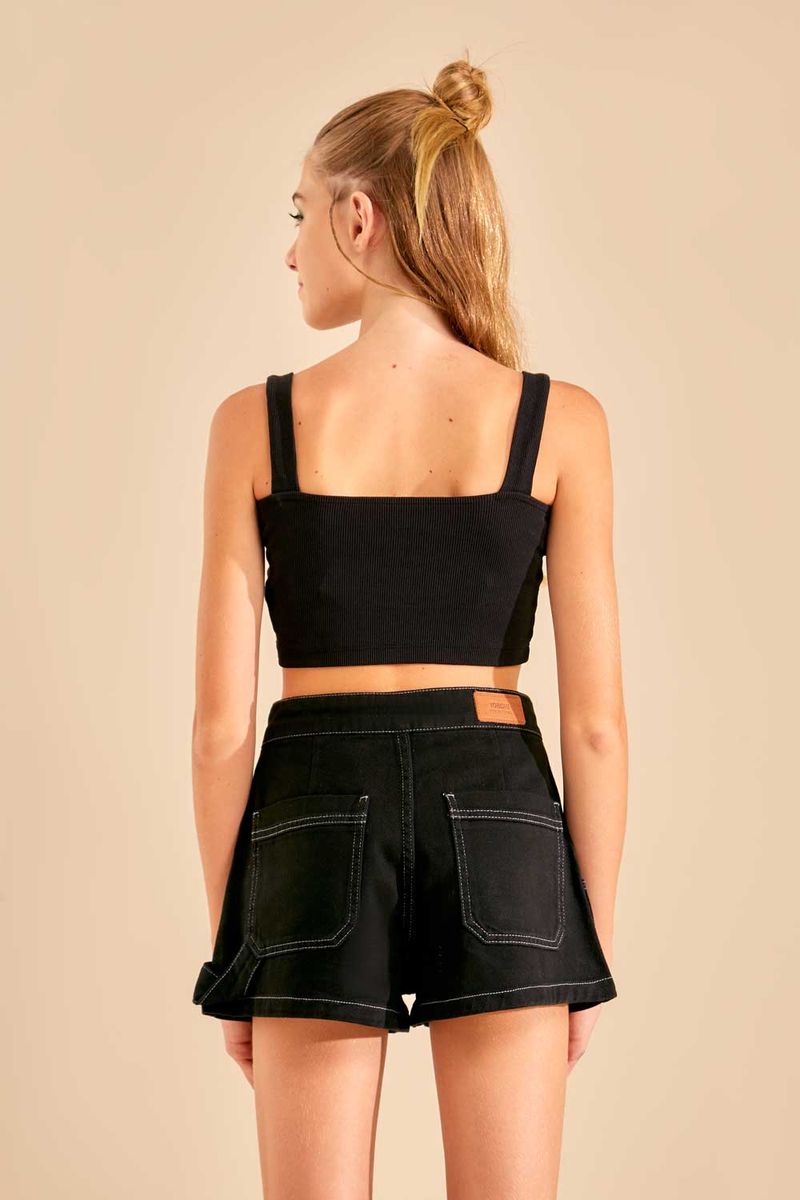 Top Reto Canelado Basic - Preto