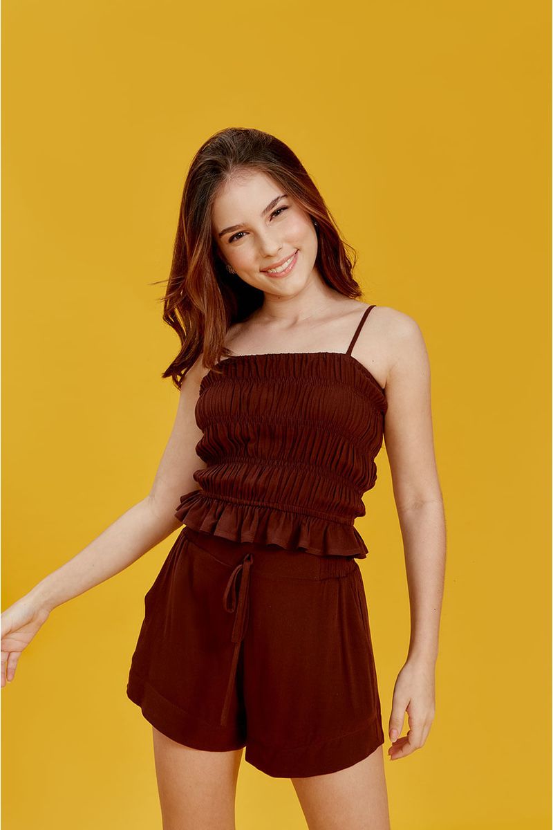 Short Elástico Visco - Marrom Brown