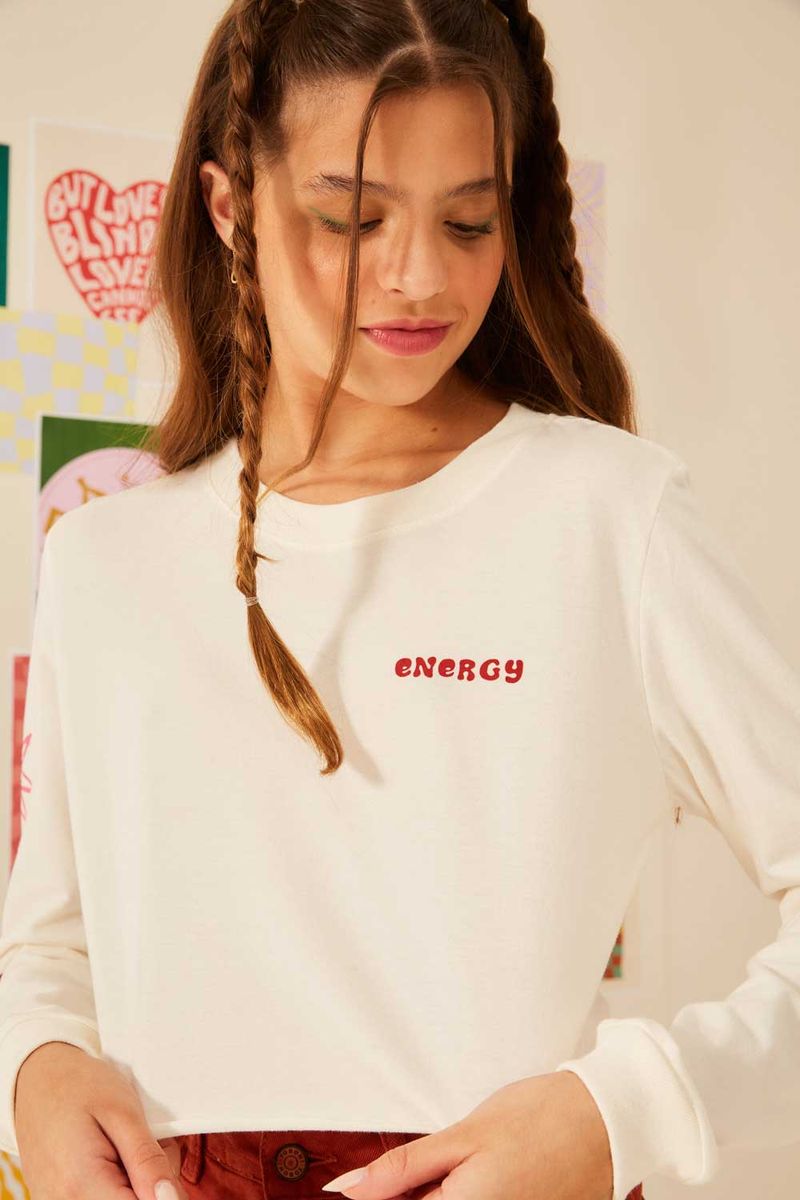 T-Shirt Manga Longa Energy - Off White