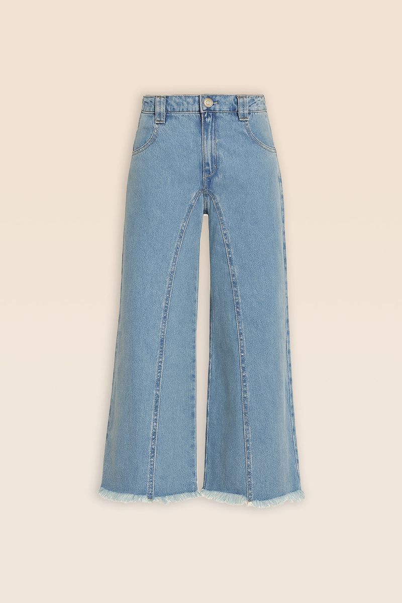Calça Jeans Pantacourt Recortes - Jeans